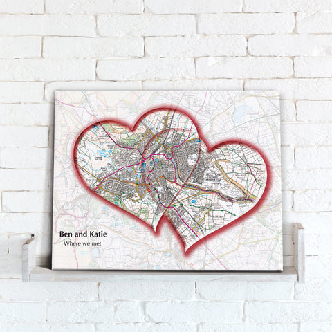 Personalised Love Hearts Map