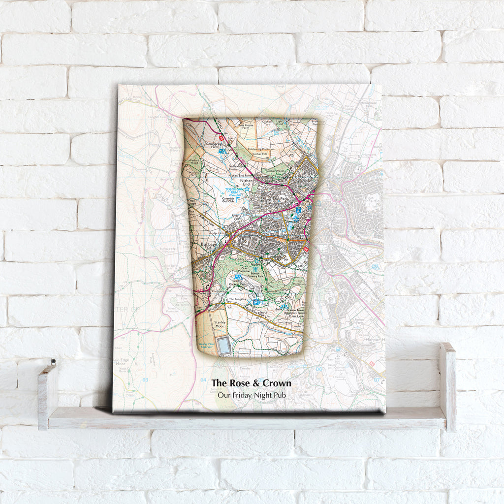 Personalised Beer Glass Map Canvas Print- Love Maps On...