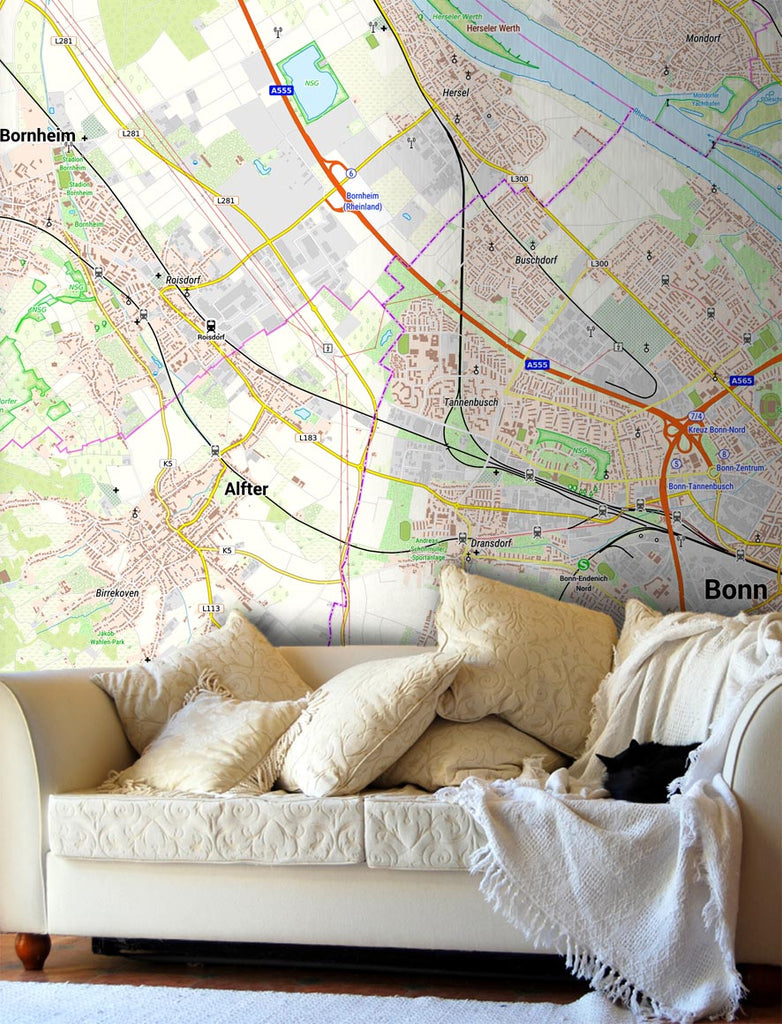 Map Wallpaper - Germany 1:25,000 - postcode centred