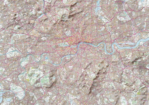 Map Poster - London Ordnance Survey Explorer Map with Hillshading