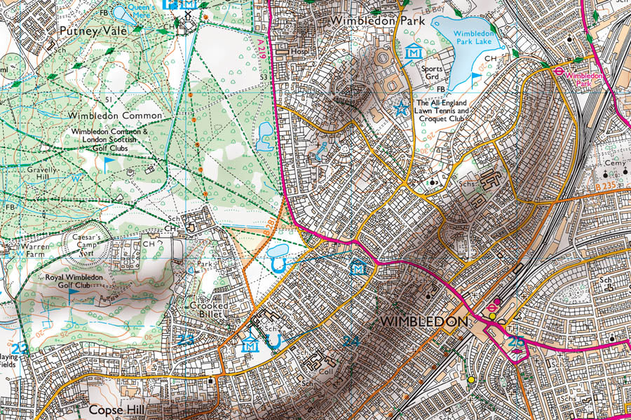 Detailed Os Map Map Poster - London Ordnance Survey Explorer Map with Hillshading from ...