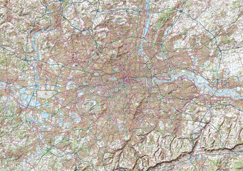 Map Poster - London Ordnance Survey Landranger Map with Hillshading