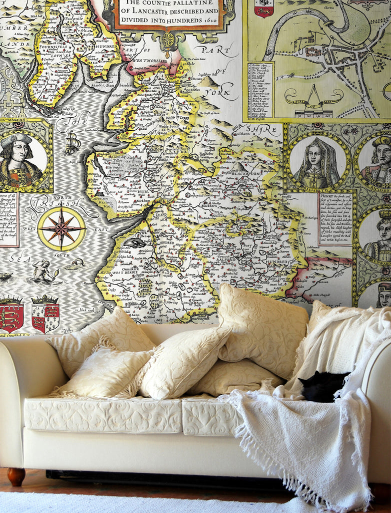 Map Wallpaper - Vintage County Map - Lancashire - Love Maps On... - 1