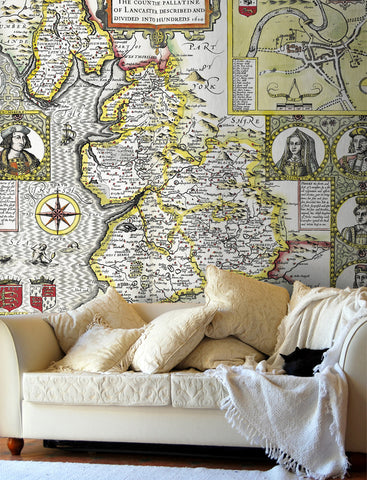 Map Wallpaper - Vintage County Map - Lancashire