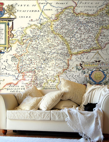 Map Wallpaper - Vintage County Map - Leicestershire