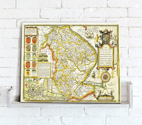 Map Canvas - Vintage County Map - Lincolnshire