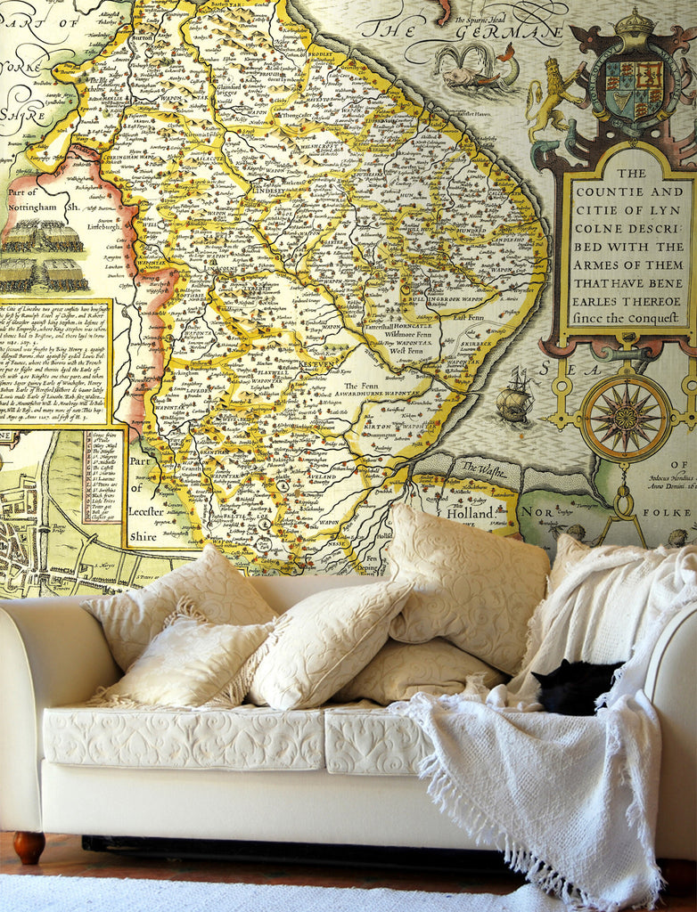 Map Wallpaper - Vintage County Map - Lincolnshire - Love Maps On... - 1