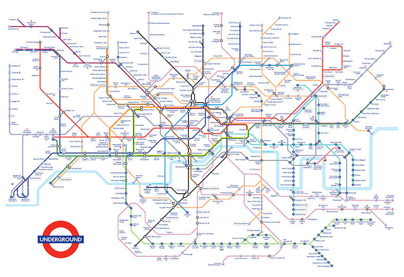 Map Wallpaper - London Underground with Elizabeth Line Map