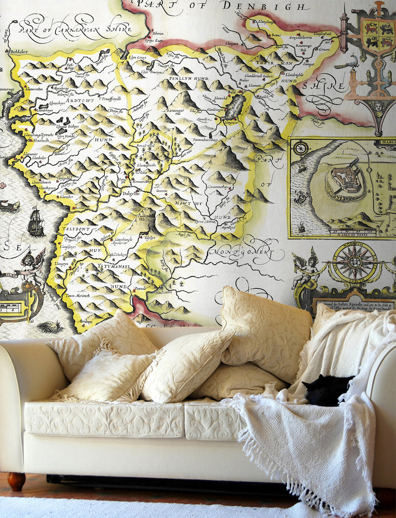 Map Wallpaper - Vintage County Map - Merionethshire - Love Maps On... - 1
