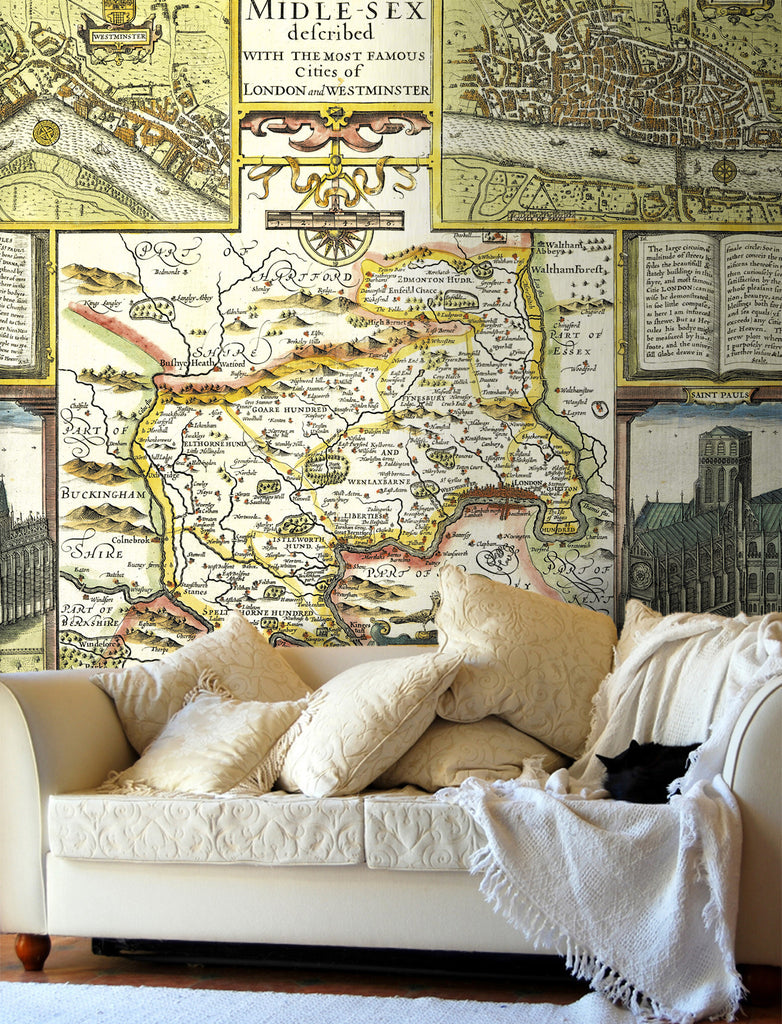 Map Wallpaper - Vintage County Map - Middlesex - Love Maps On... - 1