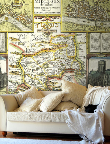 Map Wallpaper - Vintage County Map - Middlesex
