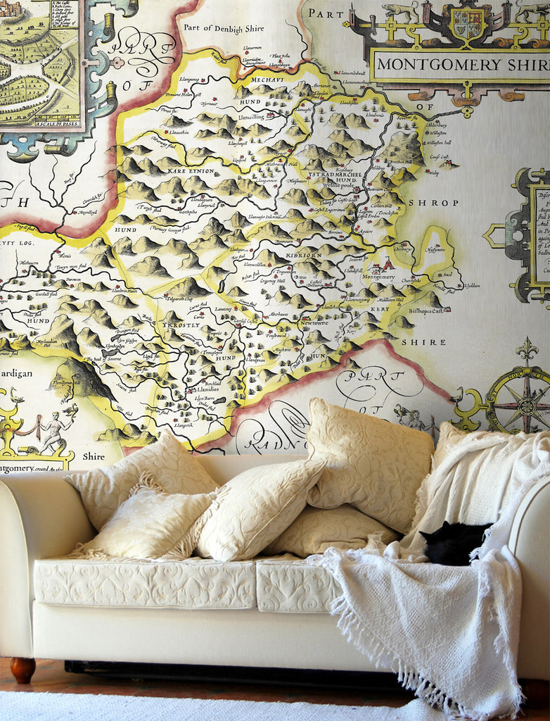 Map Wallpaper - Vintage County Map - Montgomeryshire - Love Maps On... - 1