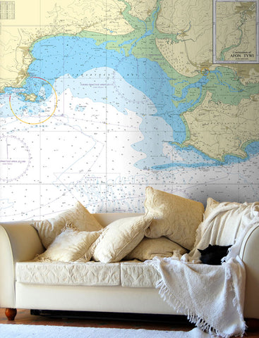 Nautical Chart Wallpaper - 1076 Linney Head to Oxwich Point
