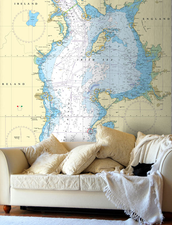 Nautical Chart Wallpaper - 1121 Irish Sea with Saint George's Channel and North Channel