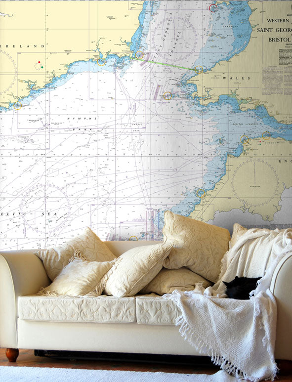 Nautical Chart Wallpaper - 1123 Western Approaches to St George's Channel & Bristol Channel