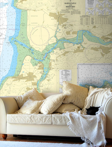 Nautical Chart Wallpaper - 1160 Harbours in Somerset and North Devon