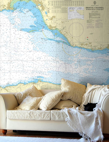 Nautical Chart Wallpaper - 1165 Bristol Channel Worms Head to Watchet