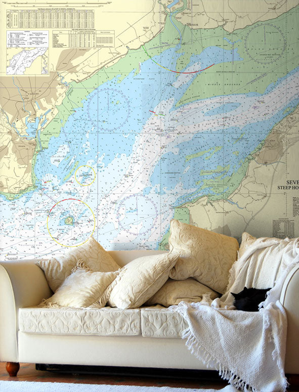 Nautical Chart Wallpaper - 1176 Severn Estuary - Steep Holm to Avonmouth