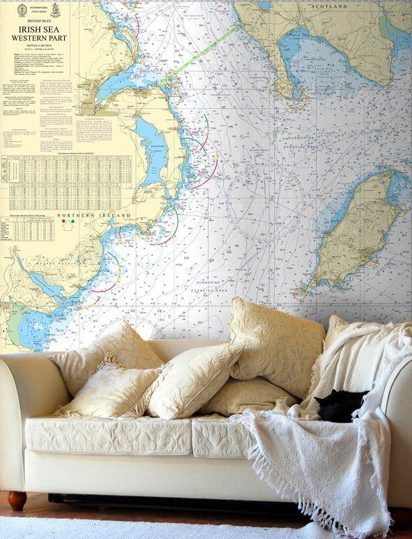 Nautical Chart Wallpaper - 1411 Irish Sea Western Part
