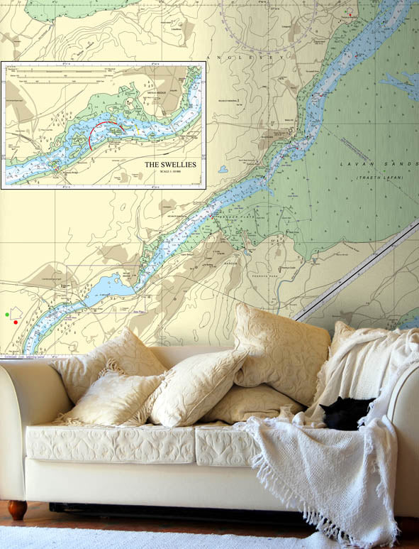 Nautical Chart Wallpaper - 1464 Menai Strait