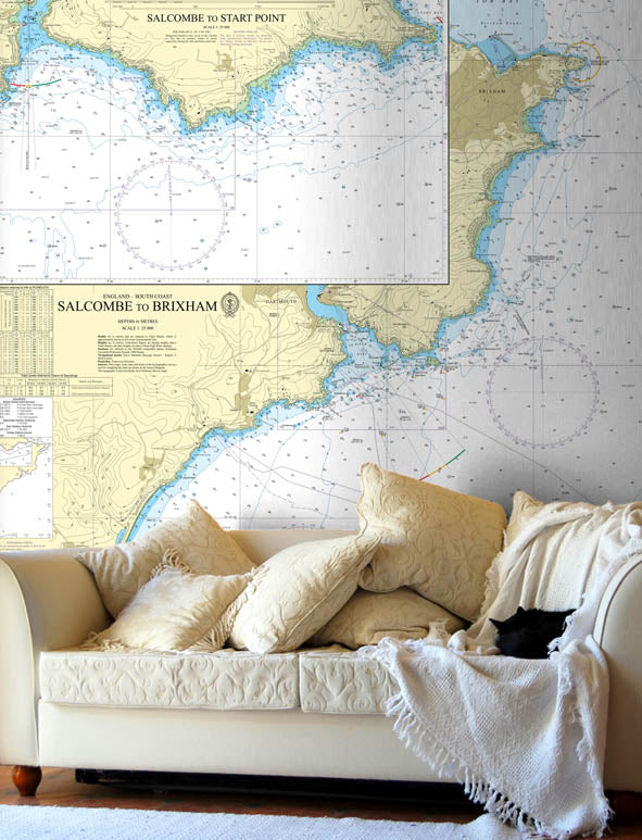 Nautical Chart Wallpaper - 1634 Salcombe to Brixham