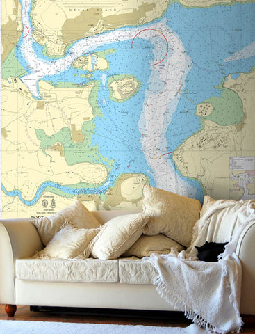 Nautical Chart Wallpaper - 1777 Port of Cork, Lower Harbour and Approaches