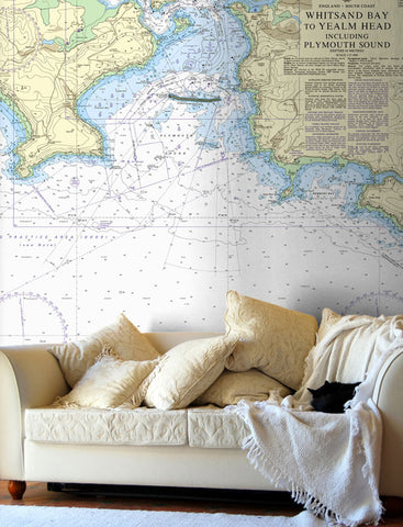 Nautical Chart Wallpaper - 1900 Whitsand Bay to Yealm Head including Plymouth Sound
