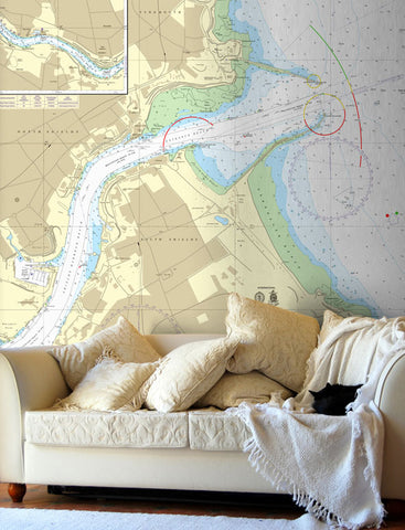 Nautical Chart Wallpaper - 1934 River Tyne