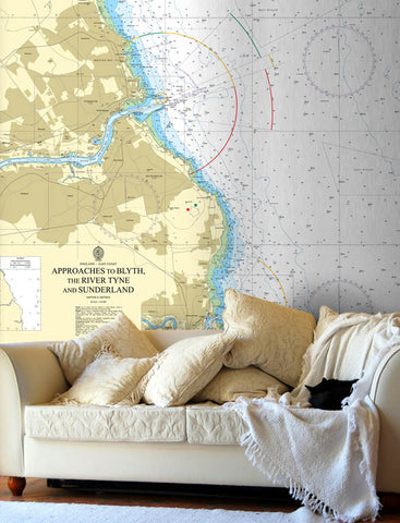 Nautical Chart Wallpaper - 1935 Approaches to Blyth, the River Tyne and Sunderland