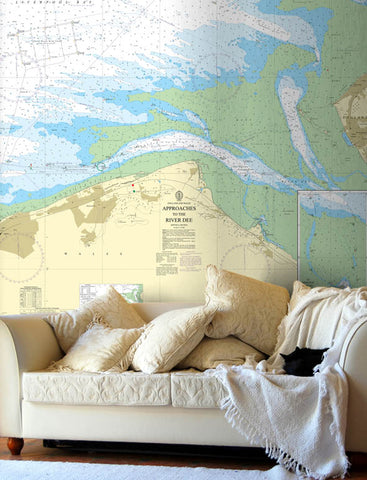 Nautical Chart Wallpaper - 1953 Approaches to the River Dee