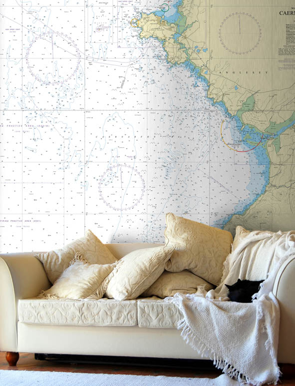 Nautical Chart Wallpaper - 1970 Caernarfon Bay