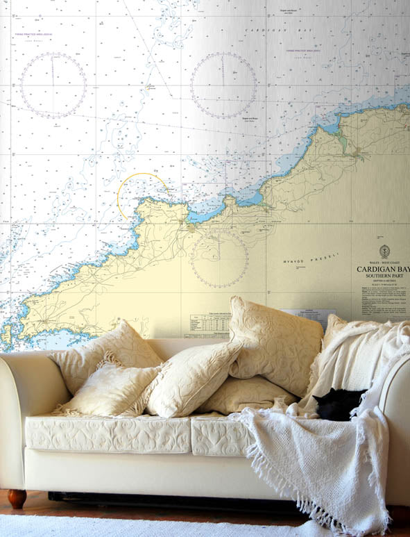 Nautical Chart Wallpaper - 1973 Cardigan Bay Southern Part