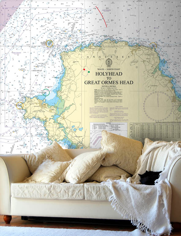 Nautical Chart Wallpaper - 1977 Holyhead to Great Ormes Head