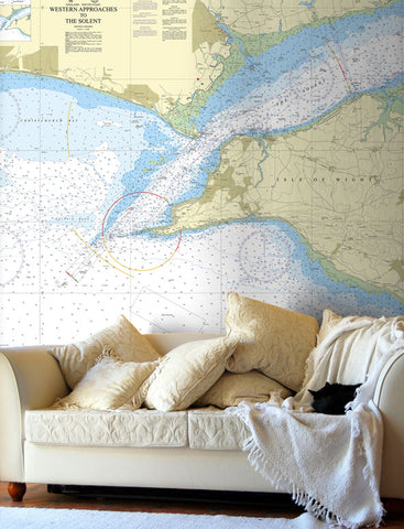 Nautical Chart Wallpaper - 2035 Western Approaches to The Solent