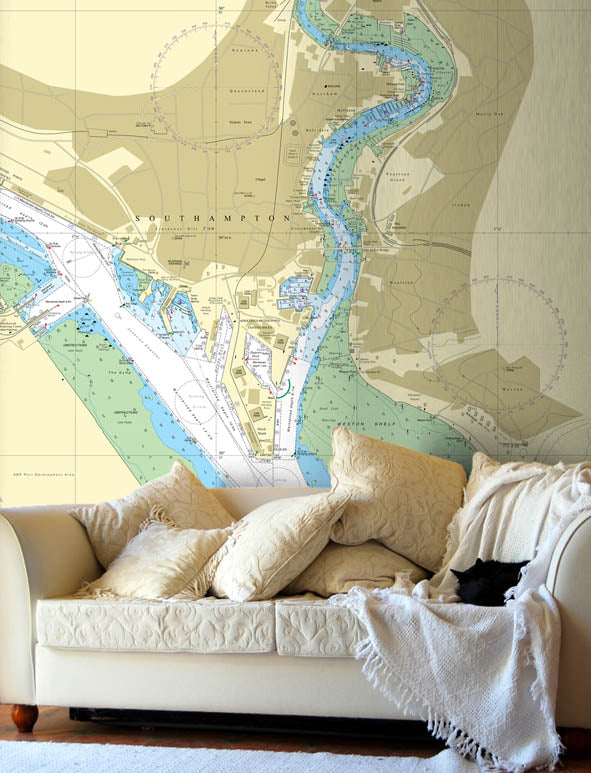 Nautical Chart Wallpaper - 2041 Port of Southampton