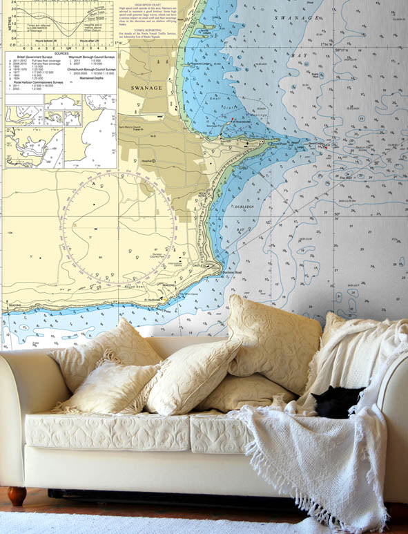 Nautical Chart Wallpaper - 2172 Harbours and Anchorages on the South Coast of England