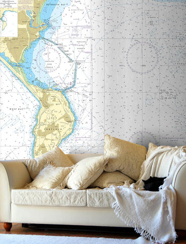 Nautical Chart Wallpaper - 2255 Approaches to Portland and Weymouth