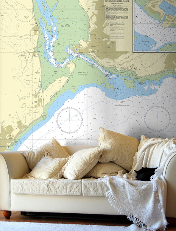 Nautical Chart Wallpaper - 2290 River Exe and Approaches including Exeter Canal