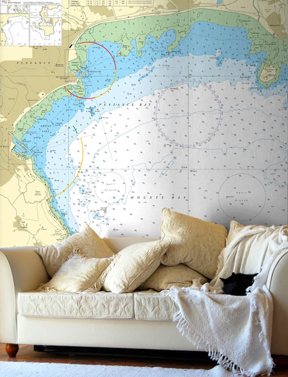 Nautical Chart Wallpaper - 2345 Plans in South-West Cornwall