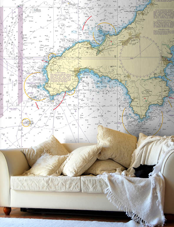 Nautical Chart Wallpaper 2565 St Agnes Head to Dodman Point includin