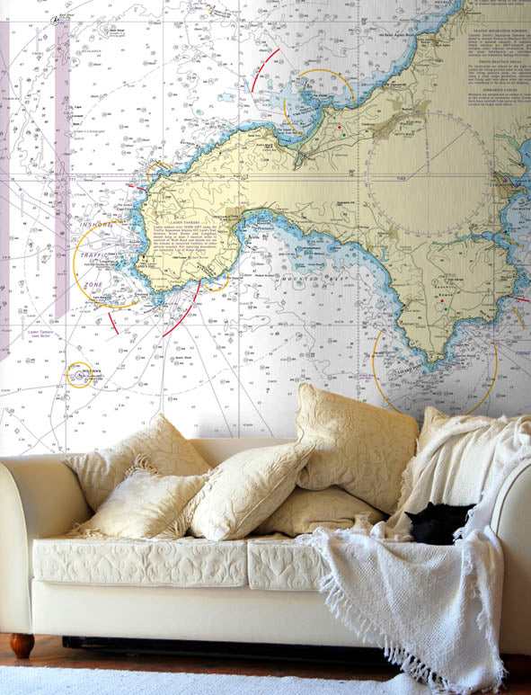 Nautical Chart Wallpaper - 2565 St Agnes Head to Dodman Point including the Isles of Scilly