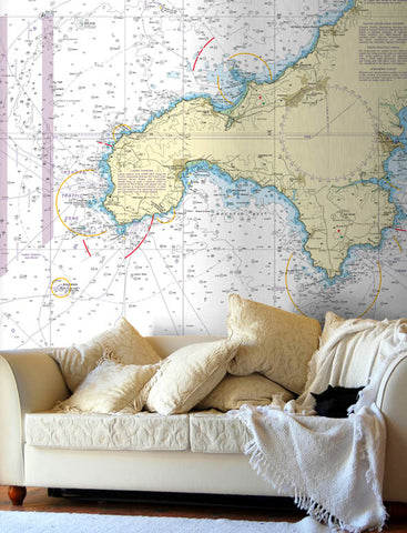 Nautical Chart Wallpaper - 2565 St Agnes Head to Dodman Point including the Isles of Scilly