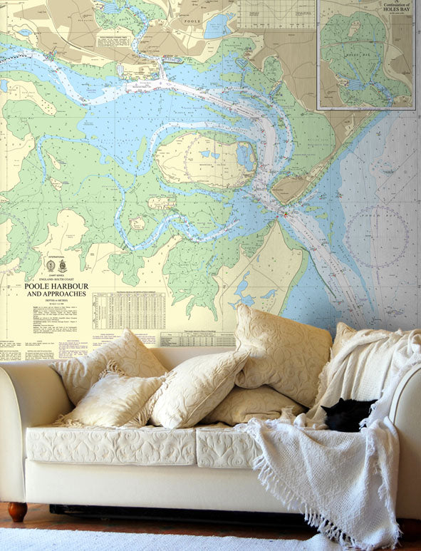 Nautical Chart Wallpaper - 2611 Poole Harbour and Approaches