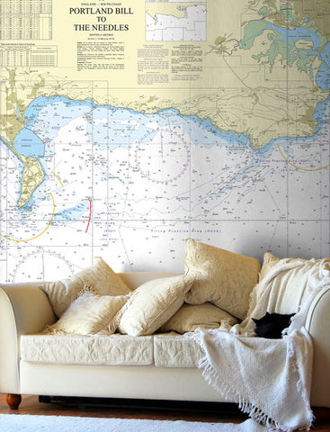 Nautical Chart Wallpaper - 2615 Bill of Portland to The Needles