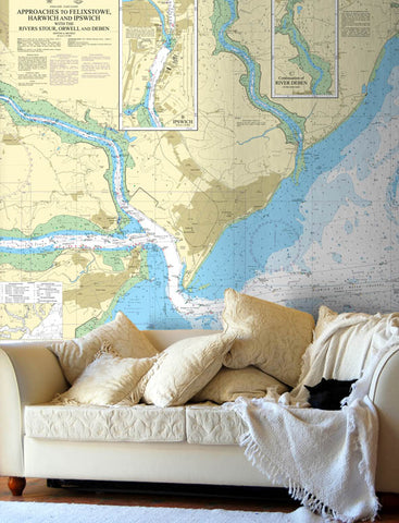 Nautical Chart Wallpaper - 2693 Approaches to Felixstowe, Harwich and Ipswich with the Rivers Stour, Orwell and Deben