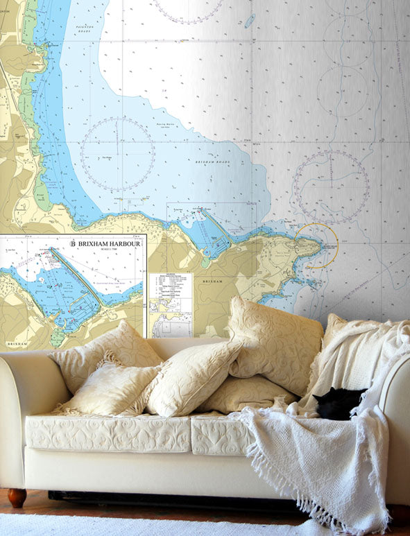 Nautical Chart Wallpaper - 26 Harbours on the South Coast of Devon