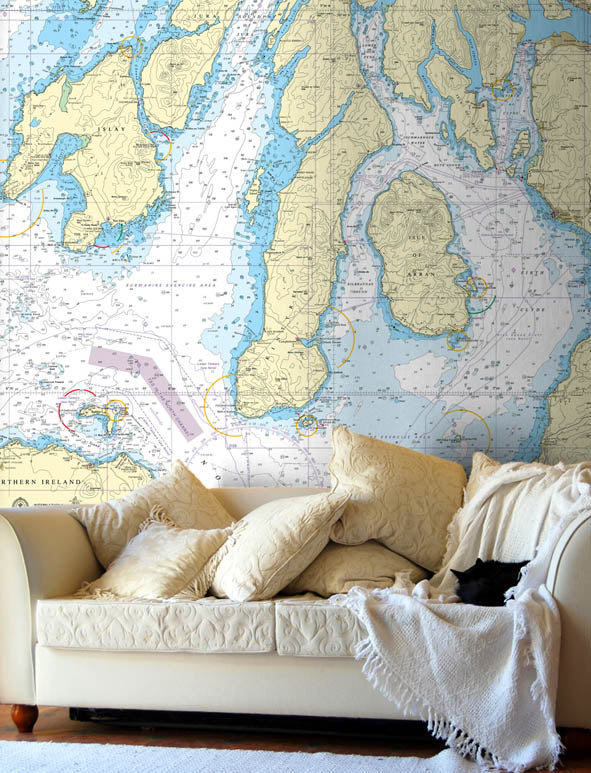 Nautical Chart Wallpaper - 2724 North Channel to the Firth of Lorn