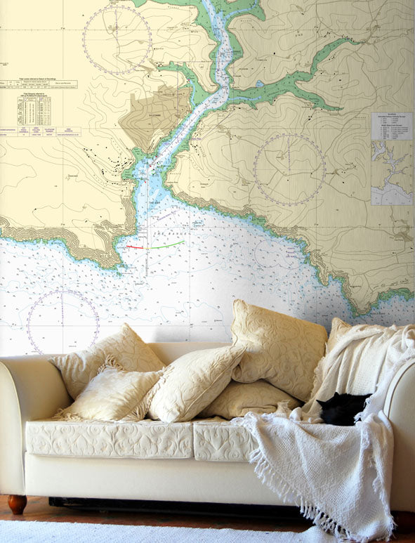 Nautical Chart Wallpaper - 28 Salcombe Harbour
