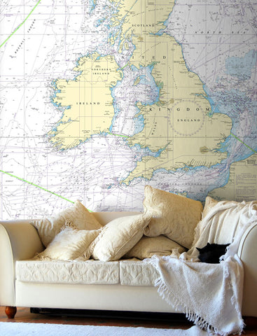 Nautical Chart Wallpaper - 2 British Isles