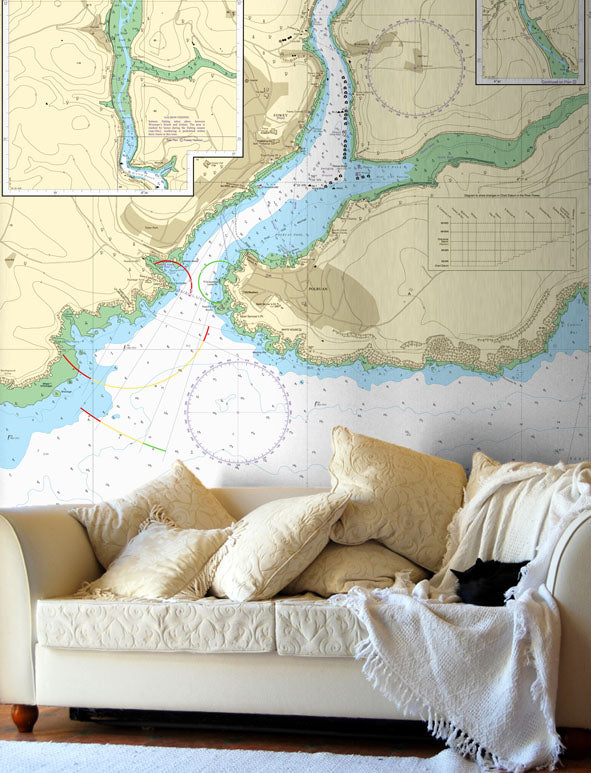 Nautical Chart Wallpaper - 31 Harbours on the South Coast of Cornwall